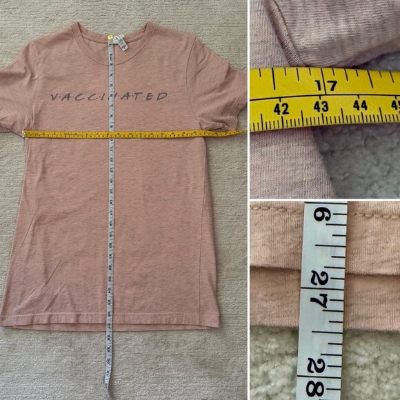 Vaccinated Graphic T-Shirt Bella and Canvas Size Medium Rose Tan Cotton Blend - Picture 5 of 5